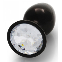 Ouch! Bijou anal Round Gem S 6 x 2.6cm Noir-transparent